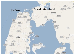 Lefkas Google Map Greek Mainland 