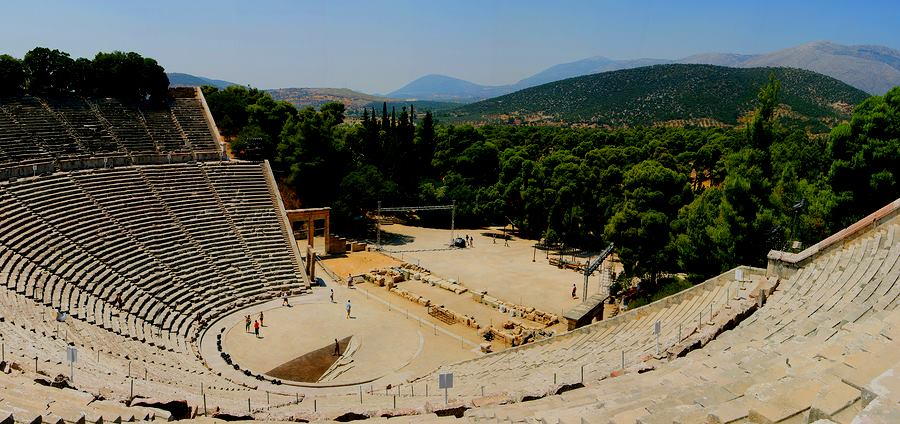 The ancient theatre at Epidavros is one of Greece's greatest attractions, ranking alongside the Acropolis and the Palace at Knossos in Crete, and it is easily the finest theatre in Greece.