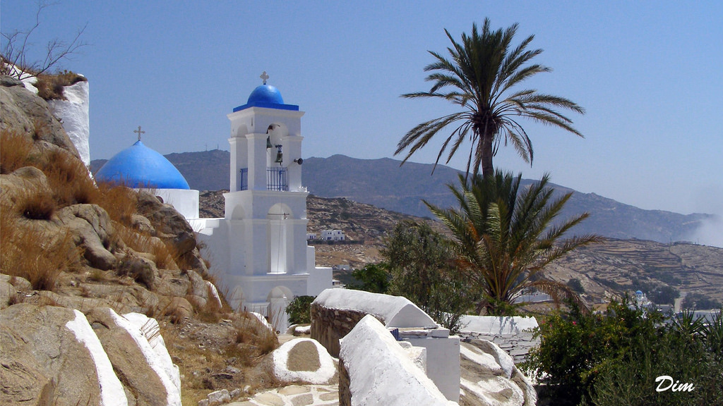 The island of Ios in the Cyclades group of islands in Greece is noted for its nightlife in summer, as well as its beaches, churches and the grave of Homer.